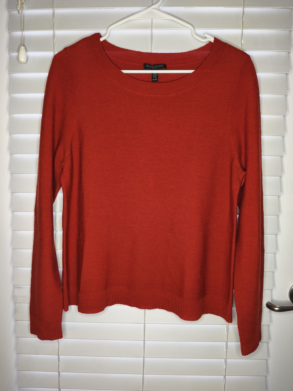 Eileen Fisher Petite Women's Sweater Size PL Red Long Sleeve 100% Merino Wool